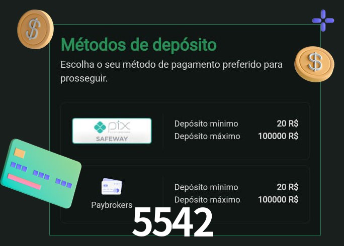 O cassino 5542 oferece uma grande variedade de métodos de pagamento